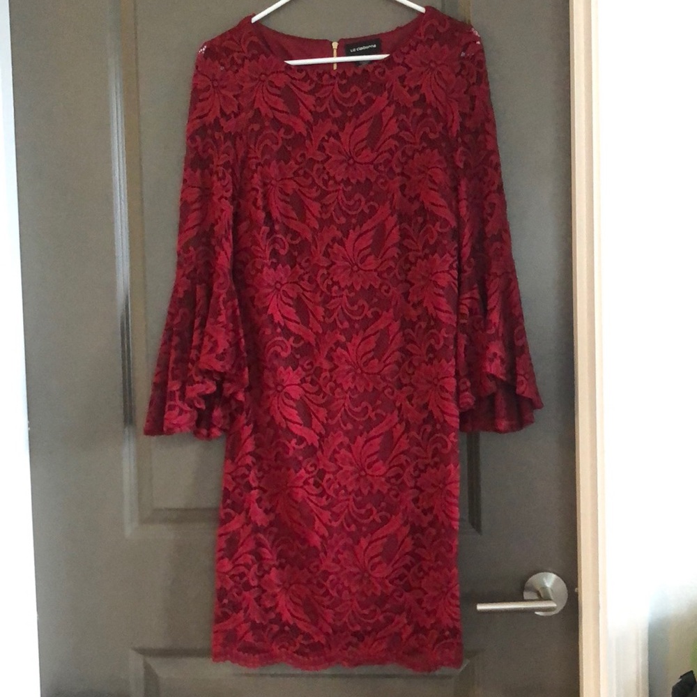 Liz Claiborne maroon laced cocktail dress size 4